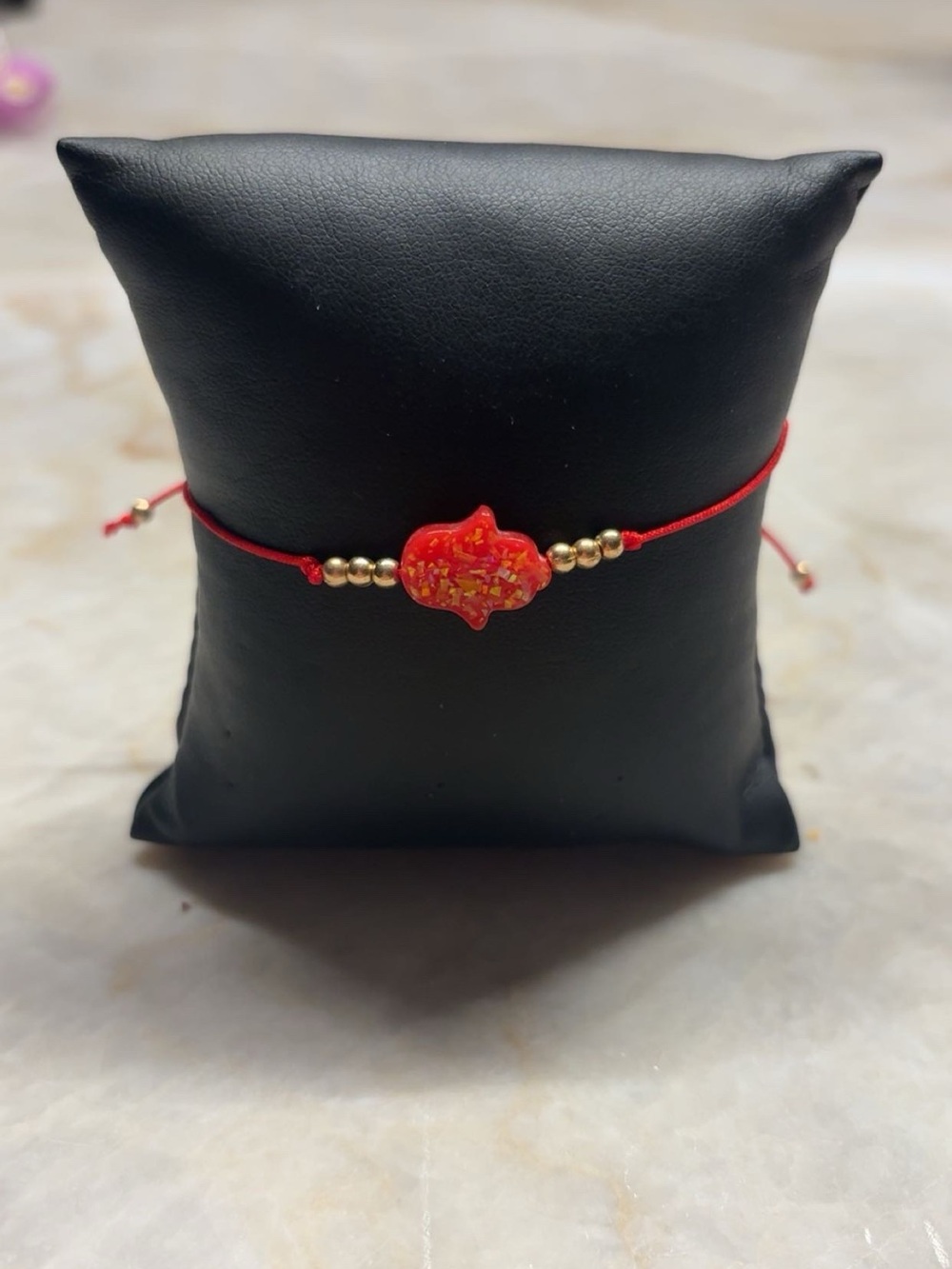 Red Beaded Hamsa Bracelet - Unbranded